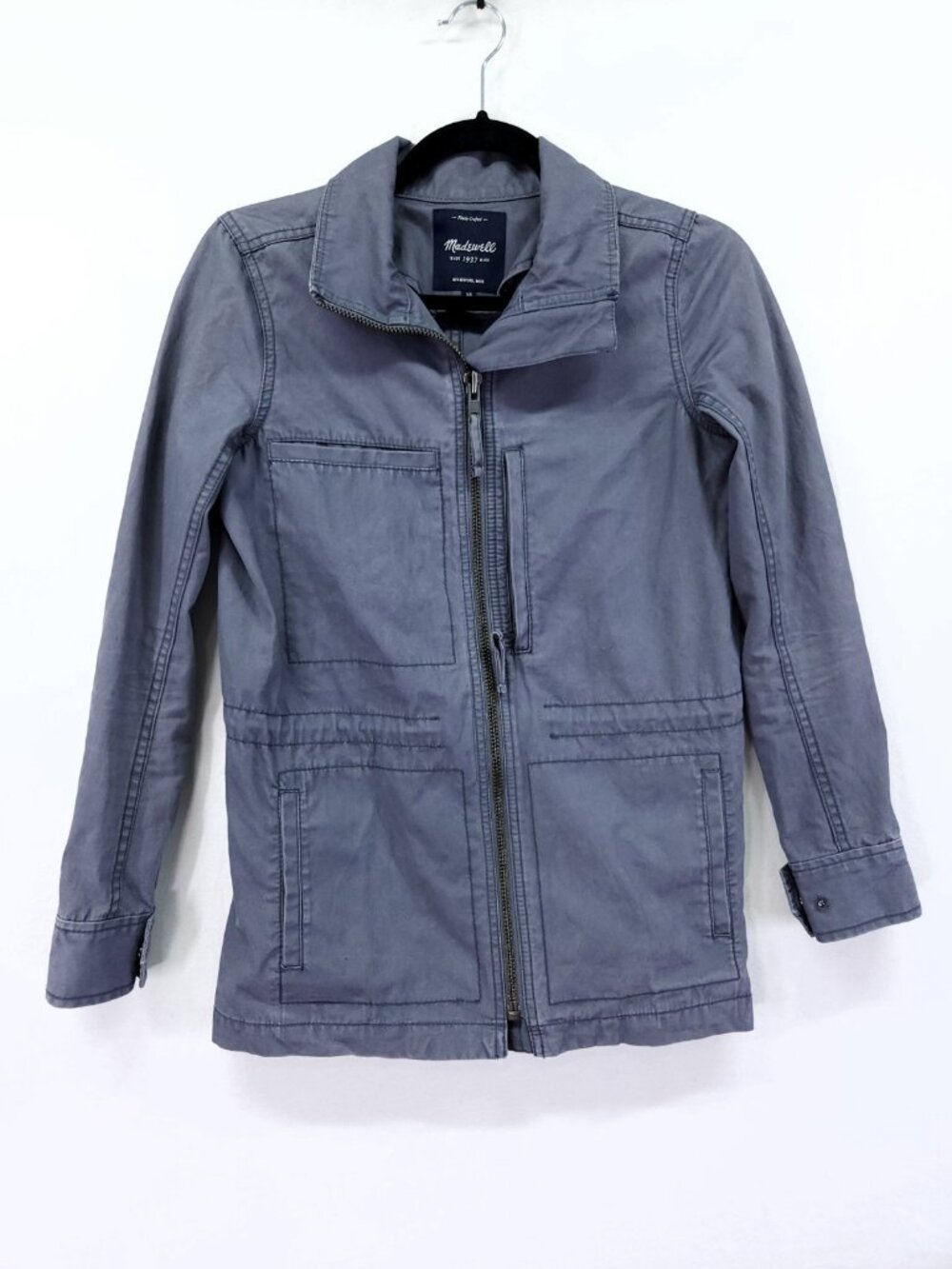 Madewell Jacket Utility Military Women XS Gray Full Zip Cotton